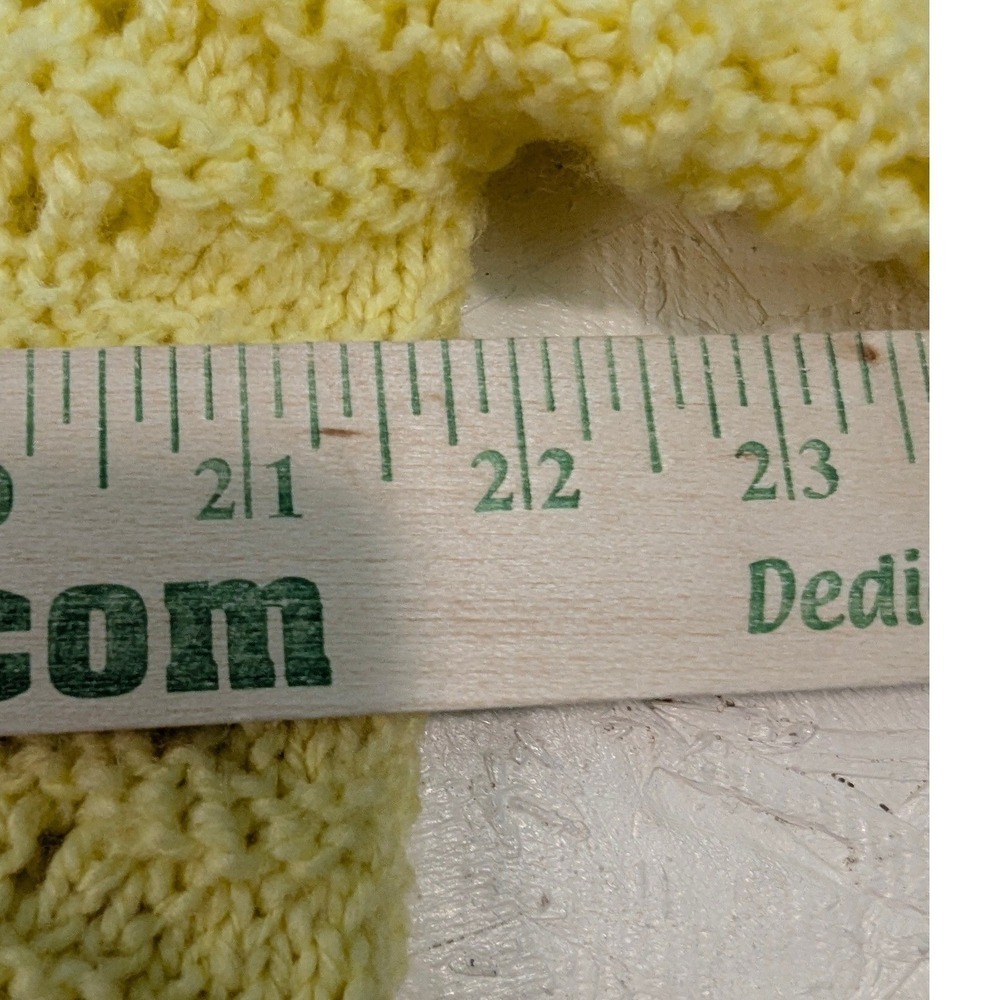 Vintage Yellow Knit Polo Shirt Short Sleeve Crochet Lace Womens READ - Picture 10 of 10